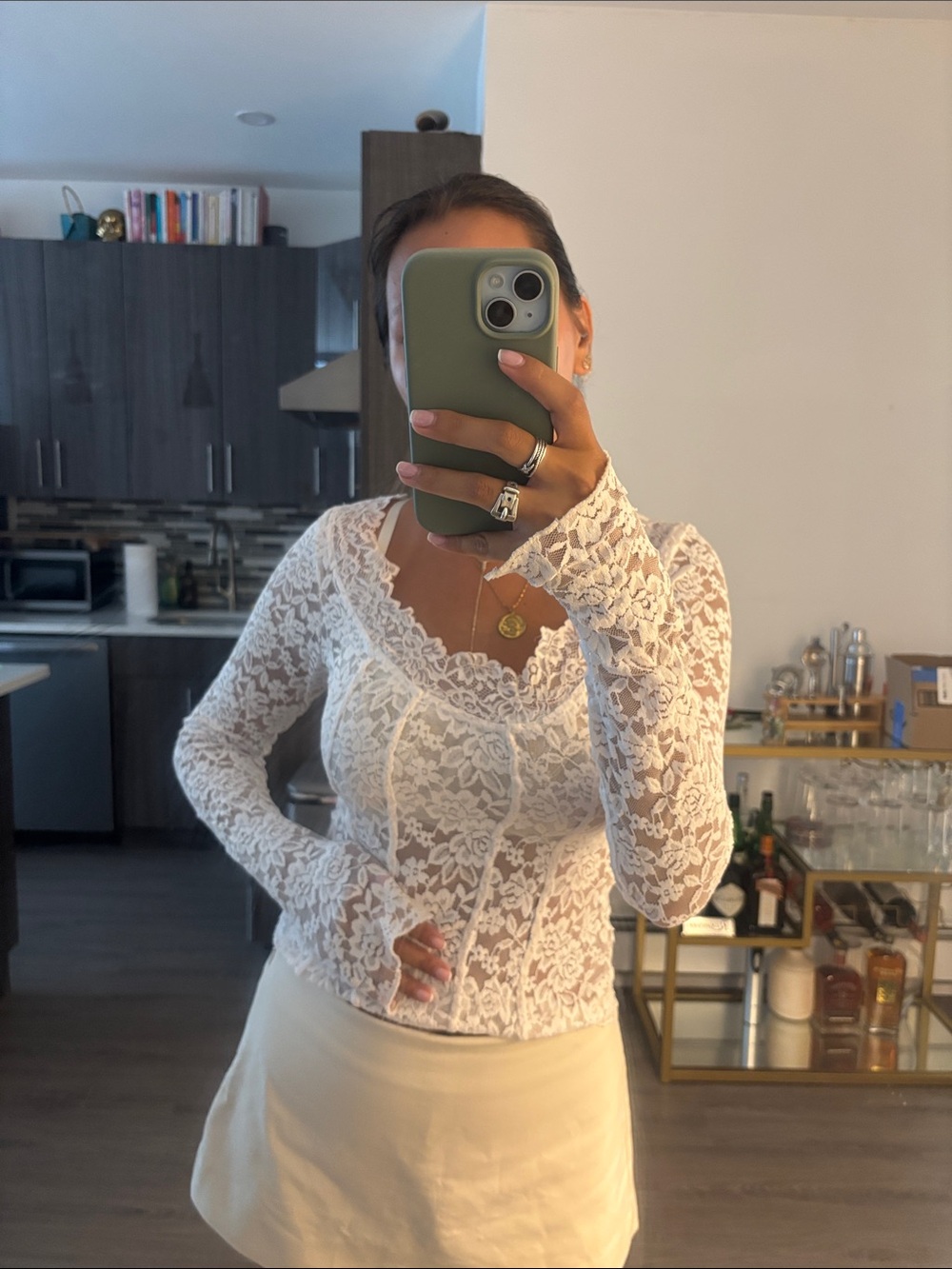 Free People Lace Long Sleeve Top
